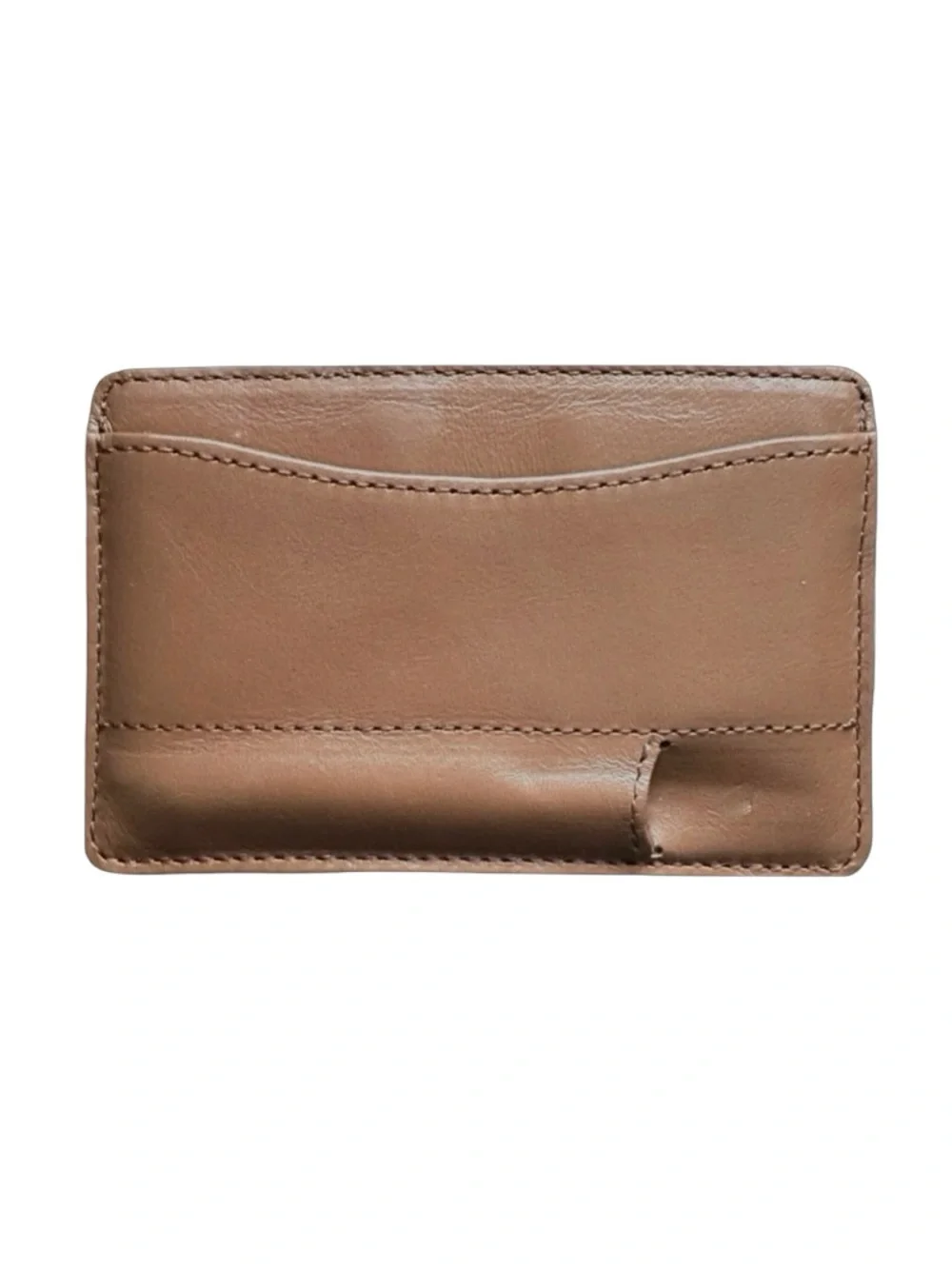 LEVENGER Brown Leather Slim Card Holder Case Wallet 4”x 2 3/4”